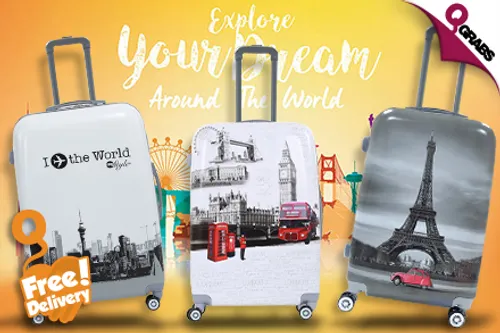 For QR399, Travel Smart with a 3-Piece Luggage Set with rotary wheels with FREE Delivery - Choose from 3 Designs! (QR799 Value)